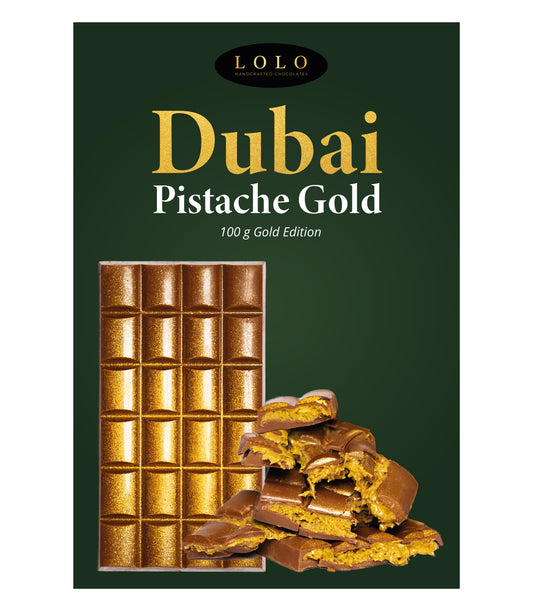 Dubai Pistache Chocoladereep Gold - 100 Gram